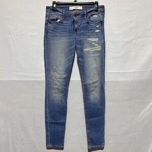 Abercrombie & Fitch Womens Jeans Stretch Distressed Skinny Pockets Denim Blue 27